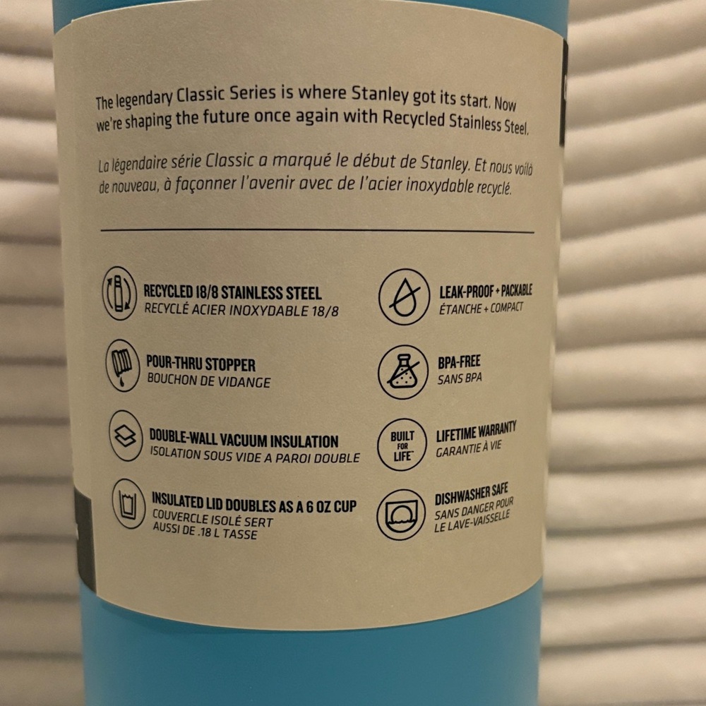 New Stanley Pool Blue Thermos with Orange Accent - Picture 5 of 5